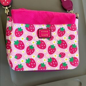 Loungefly Disney Pixar Toy Story Lotso Plush Berry Strap Crossbody Bag